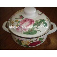 enamel straitpot with PP lids and full decal of light flower